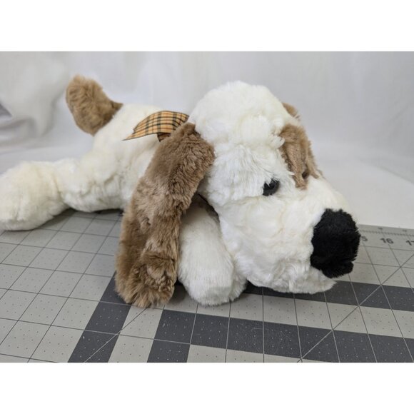 Walmart White Brown Dog Plush Laying 15 Inch Stuffed Animal Toy - Picture 7 of 9